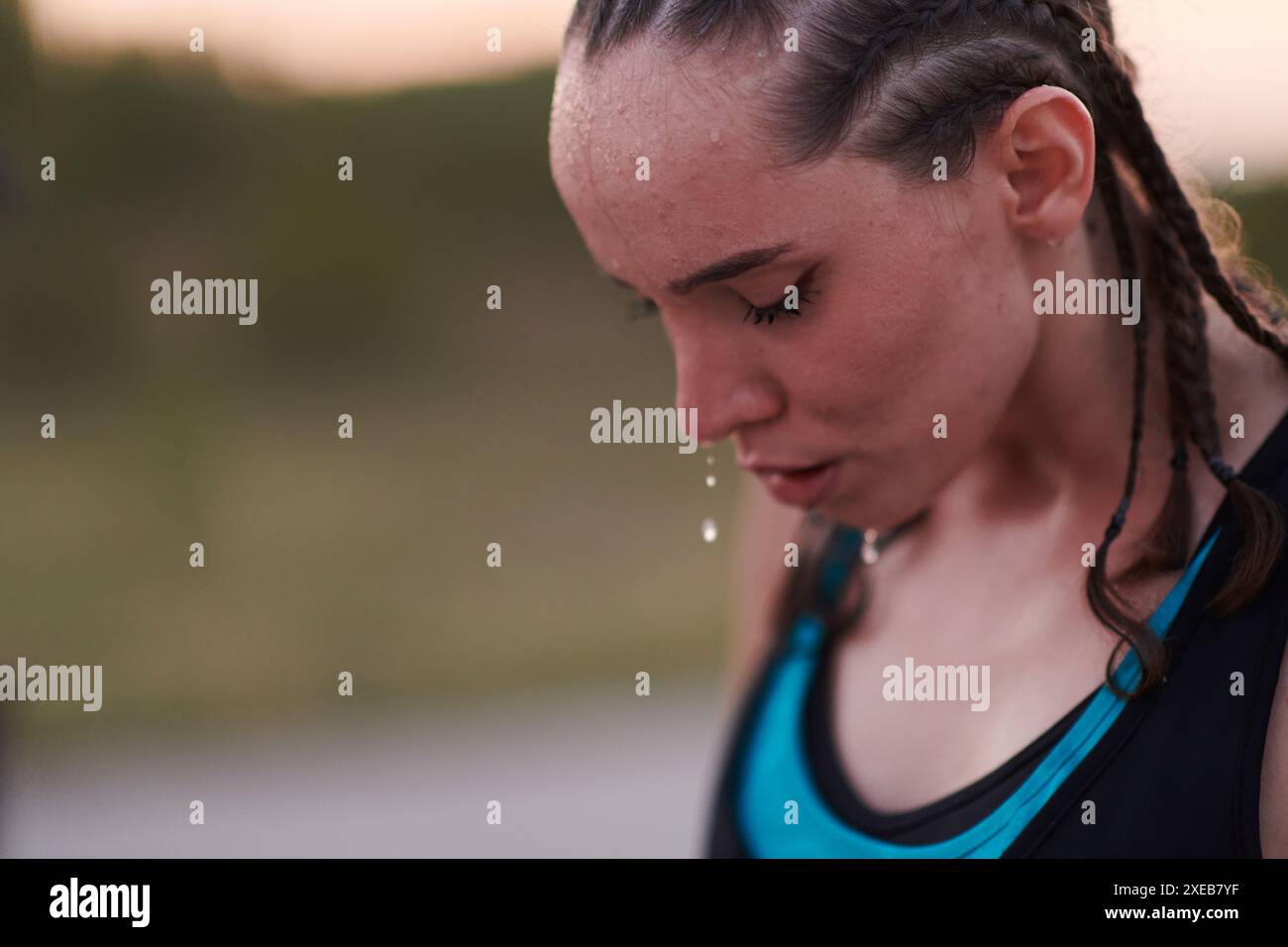 Close-Up Portrait of Determined Athlete Resting After Intense Workout ...