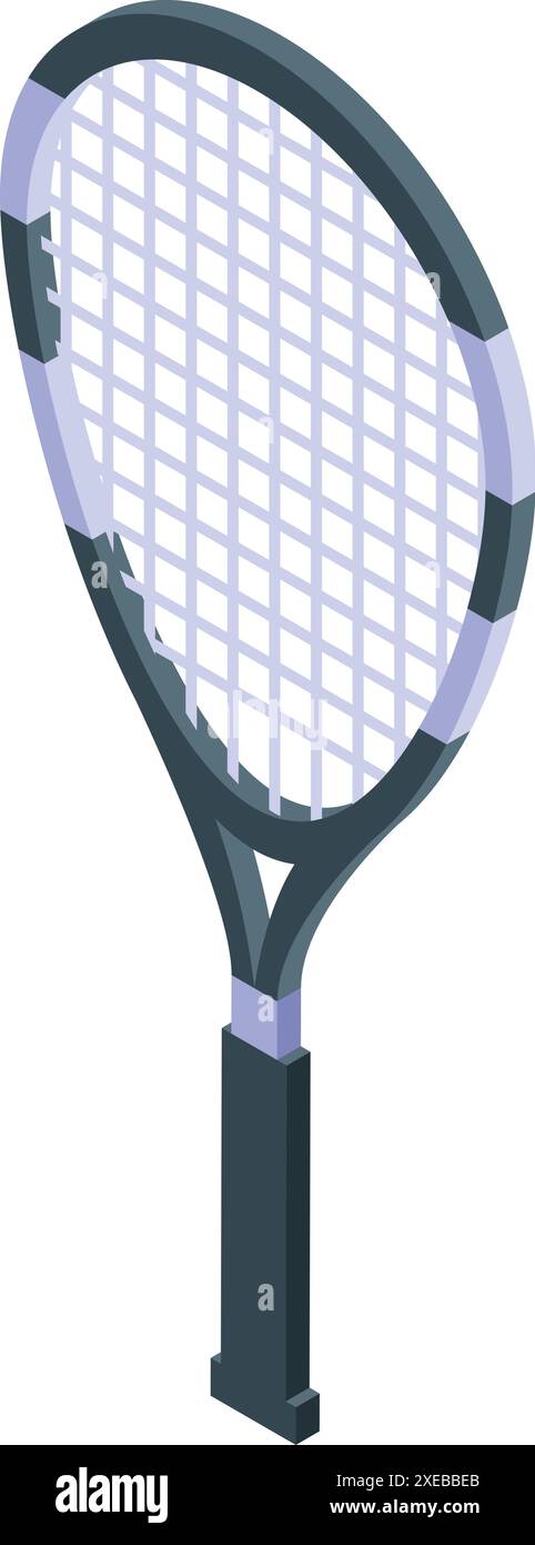 Tennis racket standing up with simple design in isometric view Stock ...