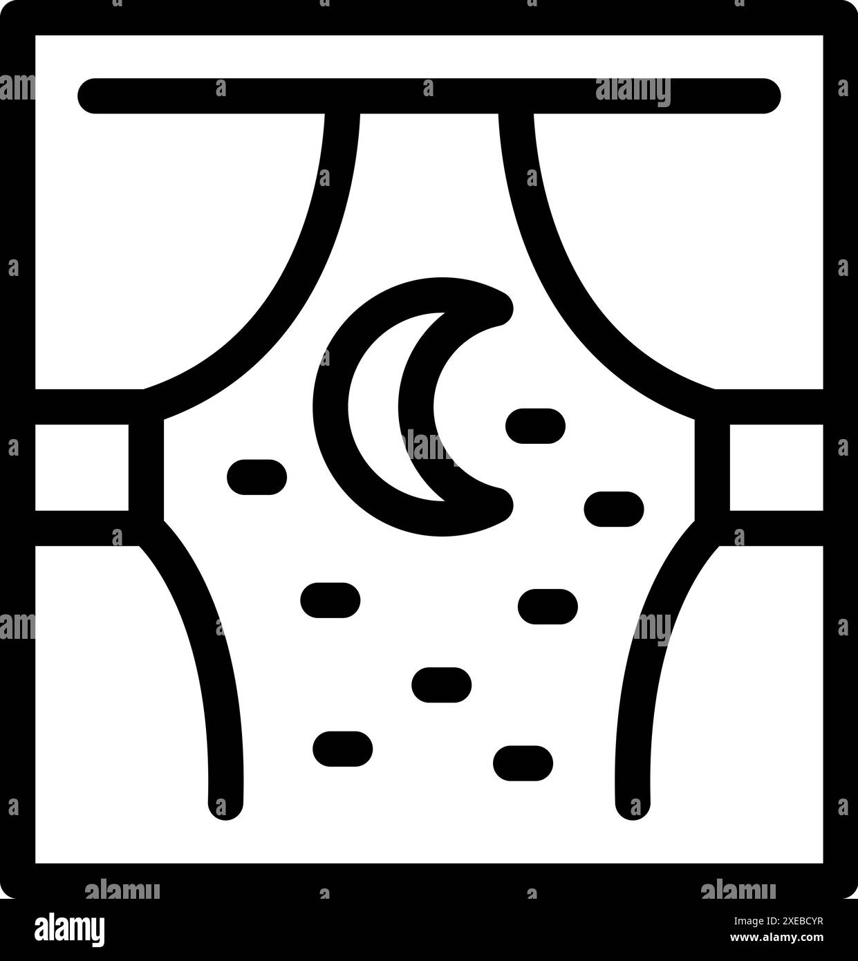 Line art icon of a window showing the moon and stars at night Stock ...