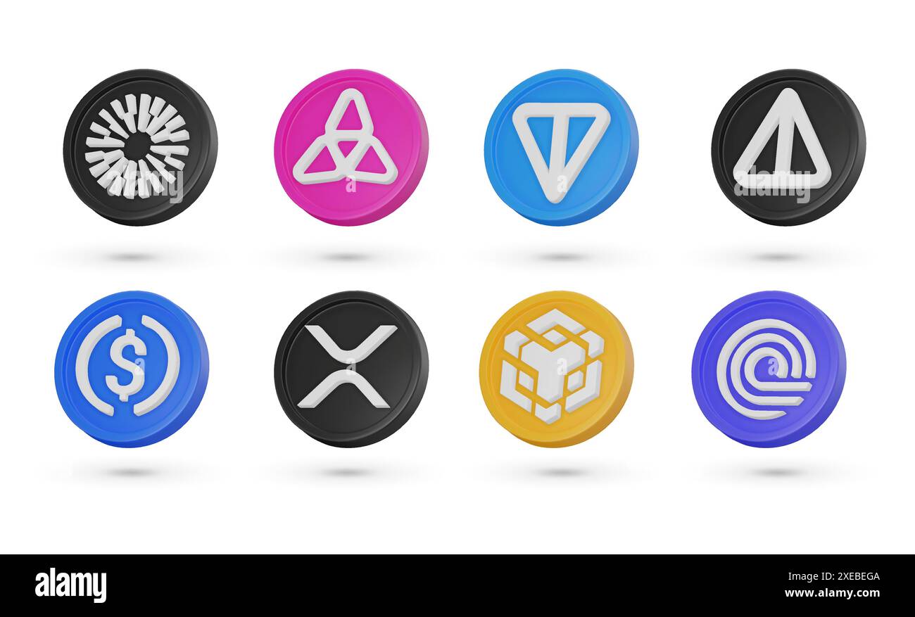 Set with different 3D vector crypto coins. Cryptocurrency symbols, 3D  vector icons isolated on a white background. Toncoin, Notcoin, BNB, Mantle,  USDC Stock Vector Image & Art - Alamy