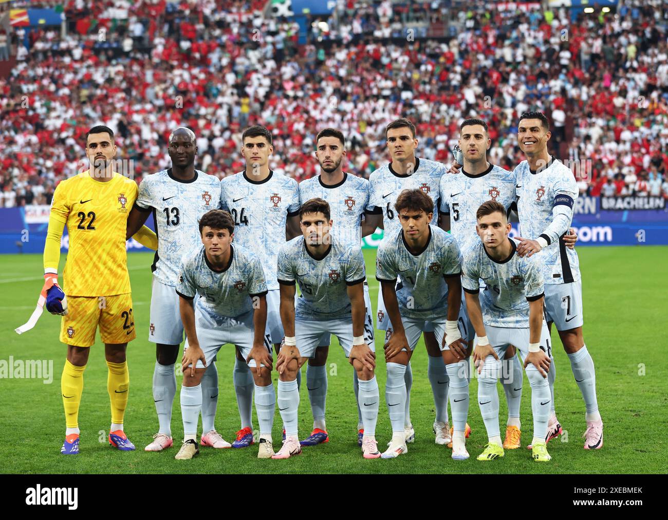 Gelsenkirchen. 26th June, 2024. Starting players of team Portugal pose