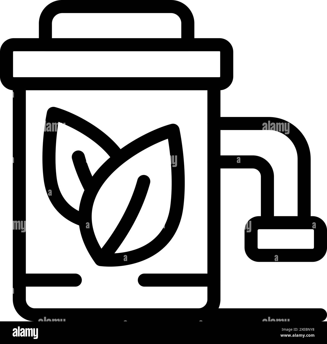 Line icon of a container specifically designed for collecting organic waste, featuring a distinct tube for efficient disposal and composting Stock Vector