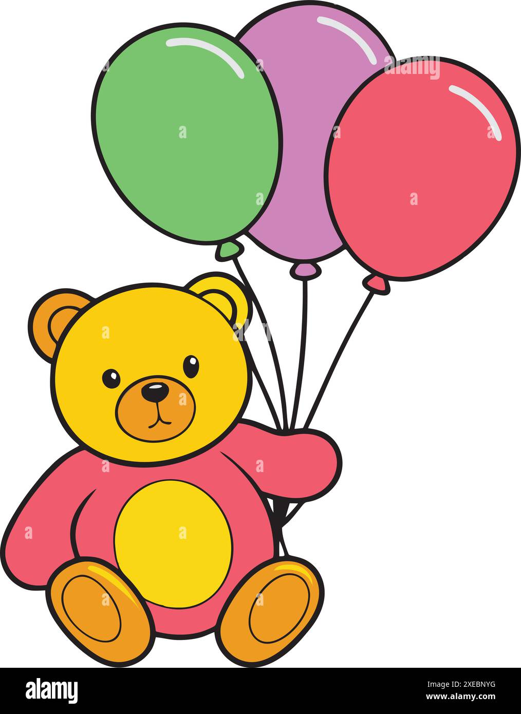 Birthday teddy bear with balloon Stock Vector Image & Art - Alamy
