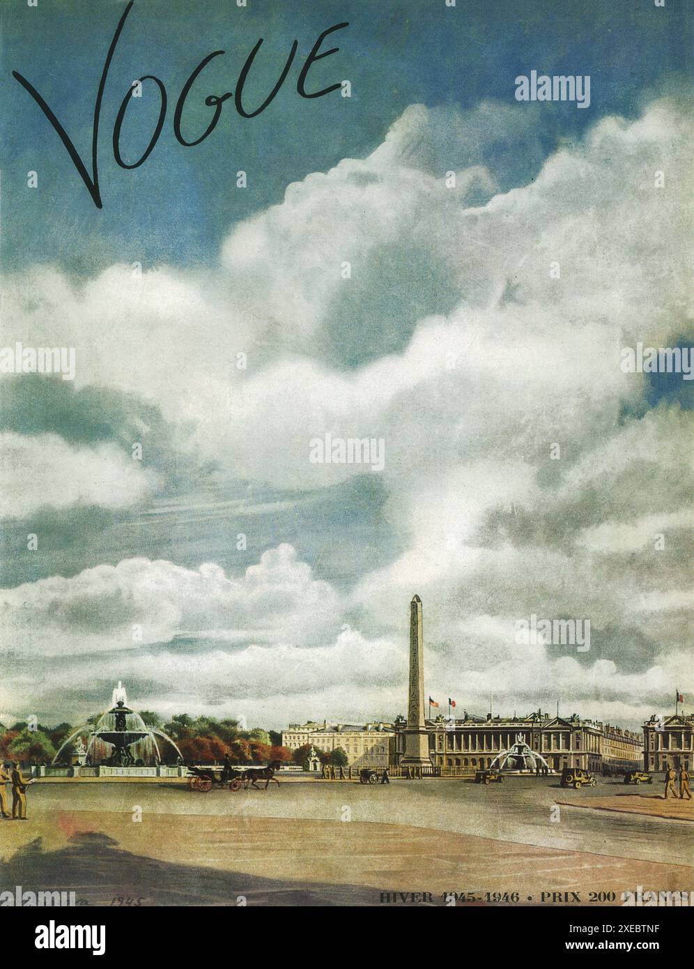 1945 December Vogue Paris Cover with Nerebriarova art Stock Photo