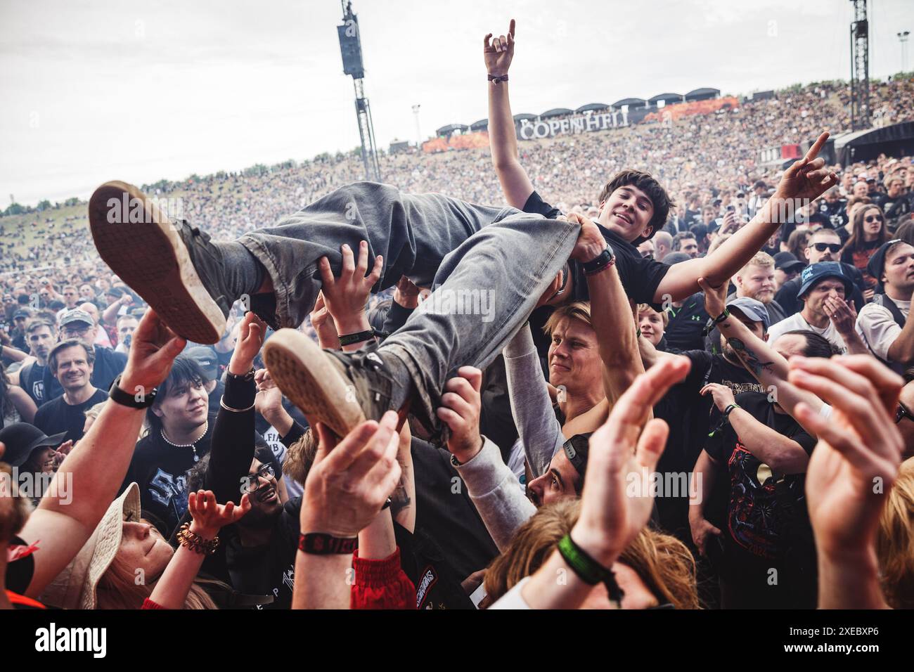 Copenhagen, Denmark. 20th, June 2024. Heavy metal fans seen at one of ...