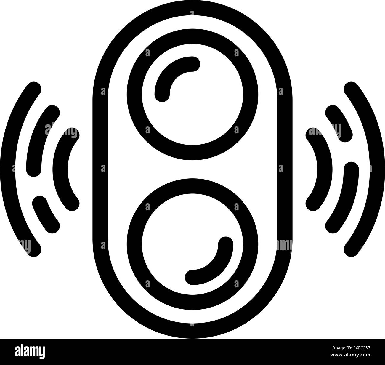 Minimalist illustration of a wireless speaker emitting sound waves, ideal for tech related projects Stock Vector