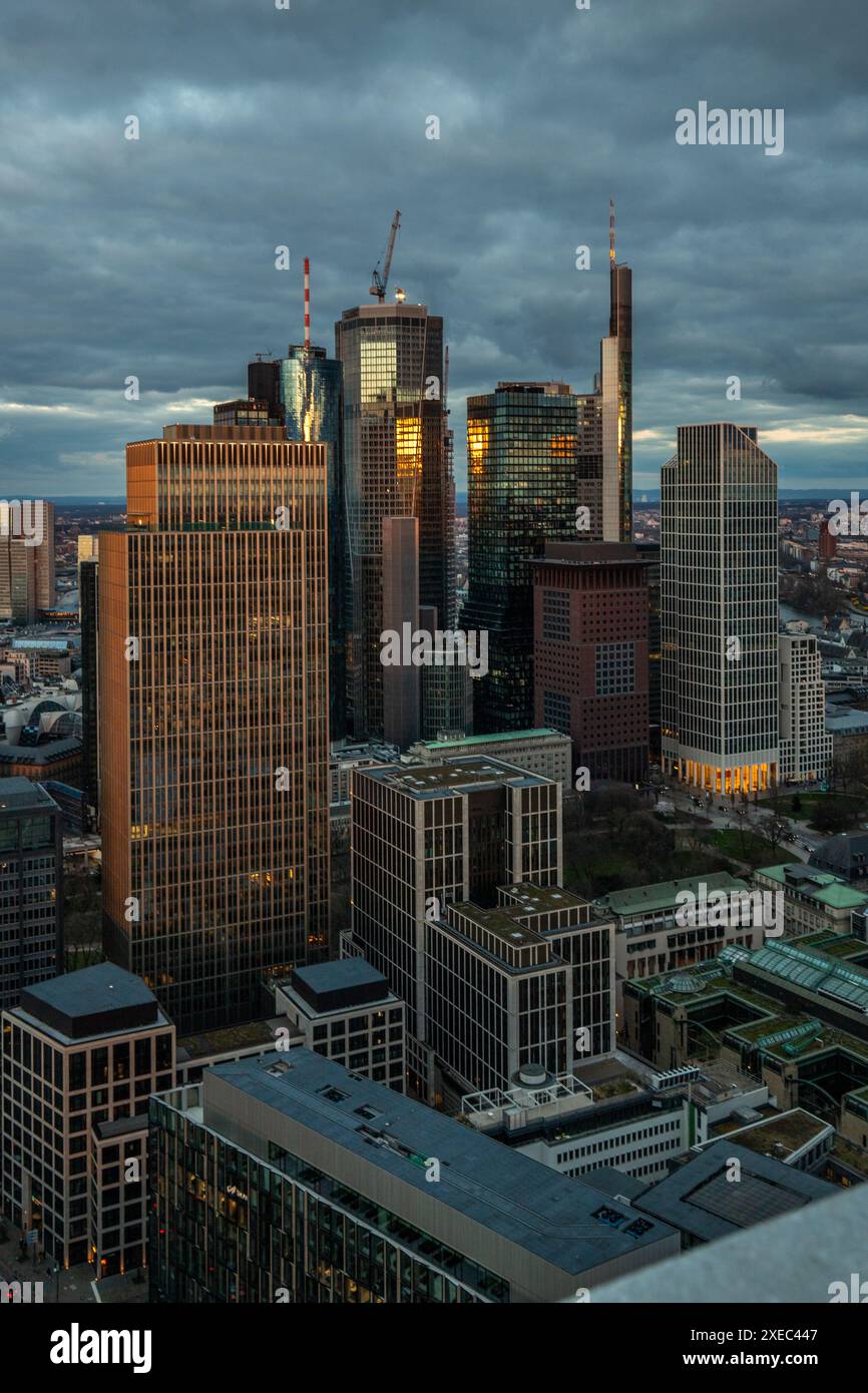 Frankfurt skyline. modern high-rise buildings in the glow of the sunset ... - Modern High-Rise Skylines
