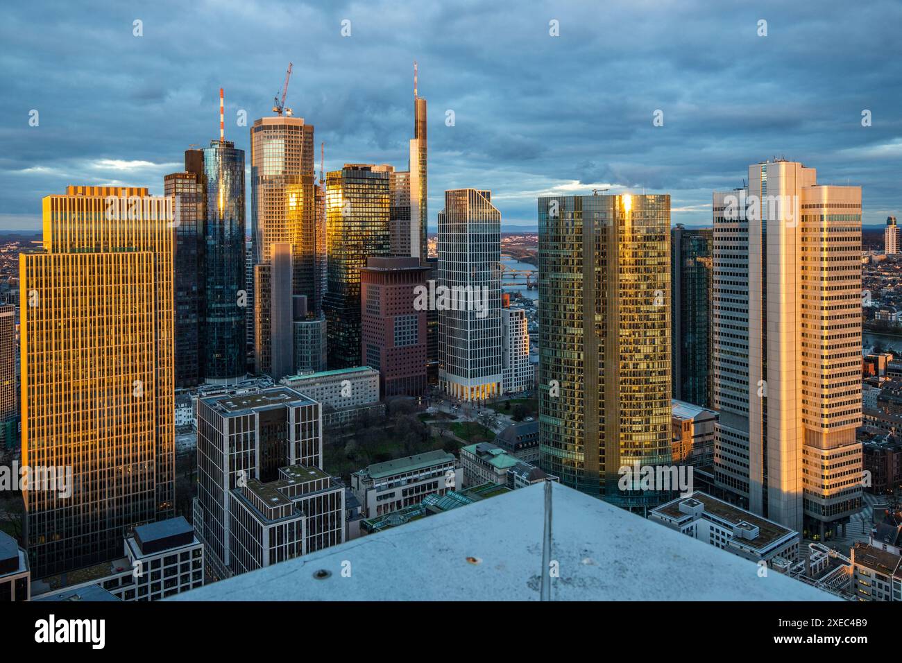 Frankfurt skyline. modern high-rise buildings in the glow of the sunset ... - Modern High-Rise Skylines