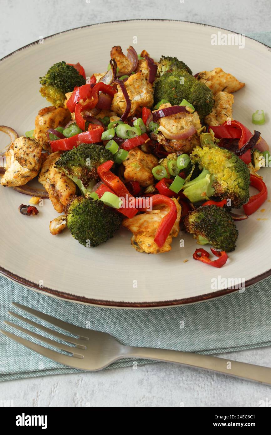 Colorful Oven-Baked Chicken with Vegetables - Low Carb Stock Photo