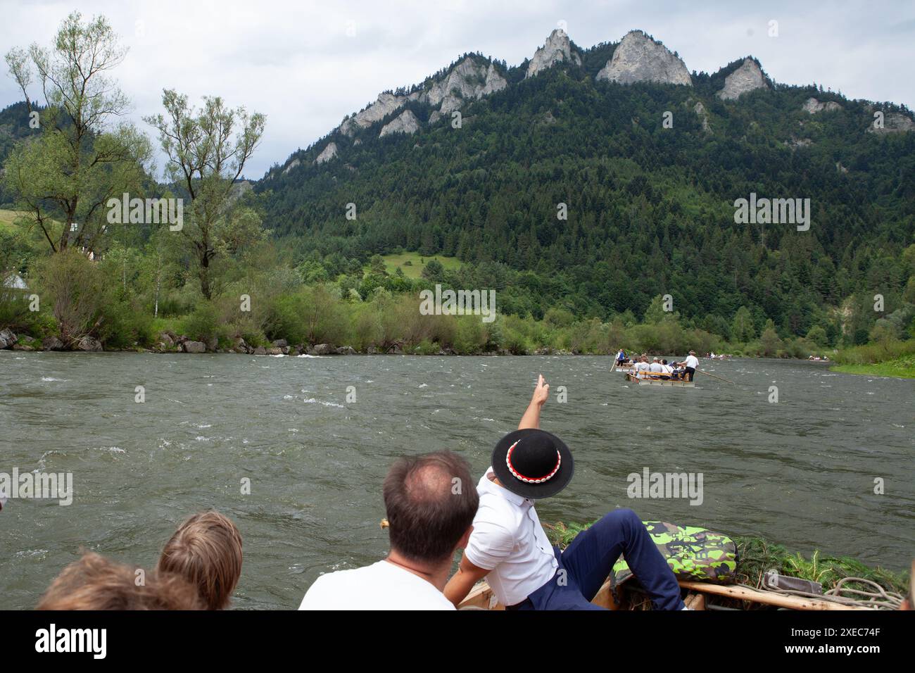 Polish Rivere Raft Szczawnica, Poland. 23 July, 2020: A guide in traditional attire ...