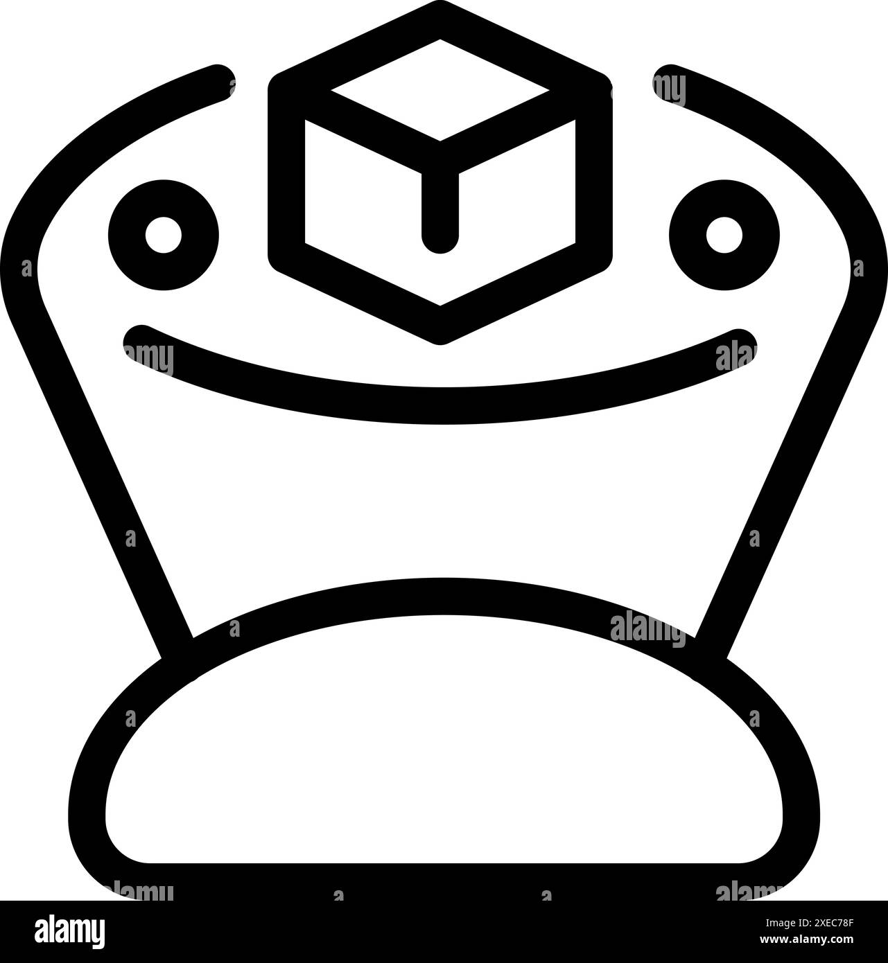 Augmented reality headset icon, showing a cube over a smiling face Stock Vector