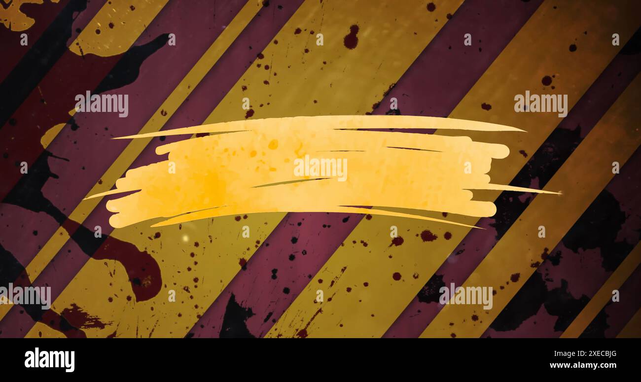 Image of yellow shape with copy space over lines on yellow background ...