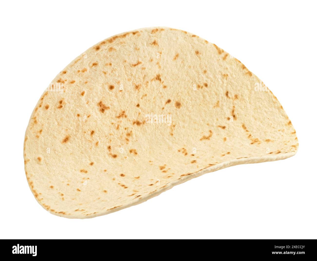 Empty tortilla, thin wheat flatbread isolated on white background Stock Photo