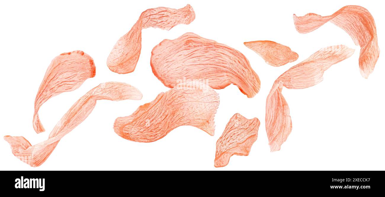 Red pickled ginger slices isolated on white background Stock Photo