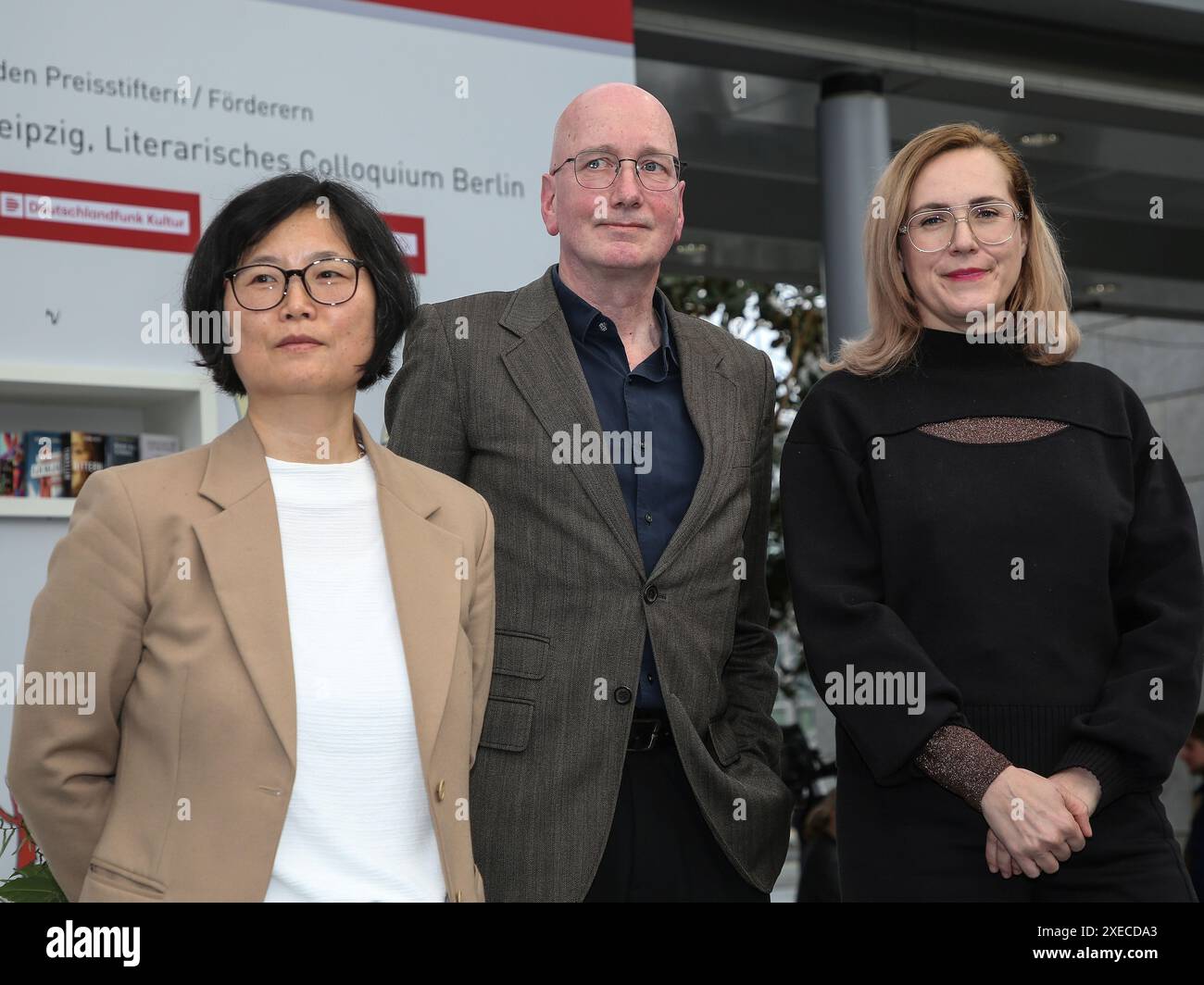 Ki-Hyang Lee,Tom Holert,Barbi Markovic winners the 20th Prize Leipzig Book Fair 2024 on 03/21/2024 Stock Photo