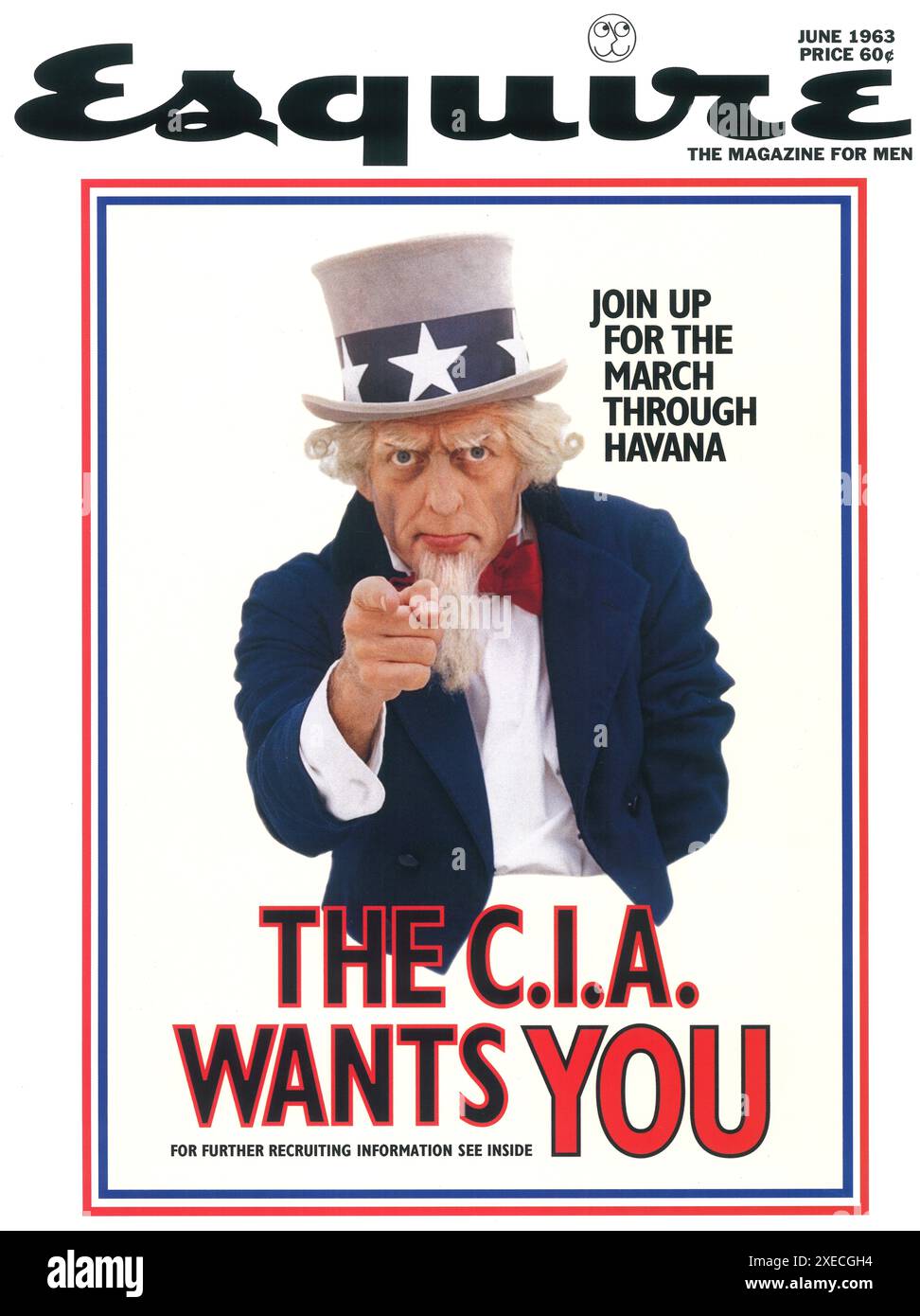 June 1963 Esquire magazine cover.- Uncle Sam - C.I.A. Wants You. George Lois Design Stock Photo