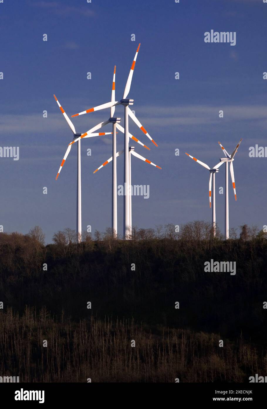 Wind turbines at the Garzweiler open-cast brown coal mine, North Rhine-Westphalia, Germany, Europe Stock Photo