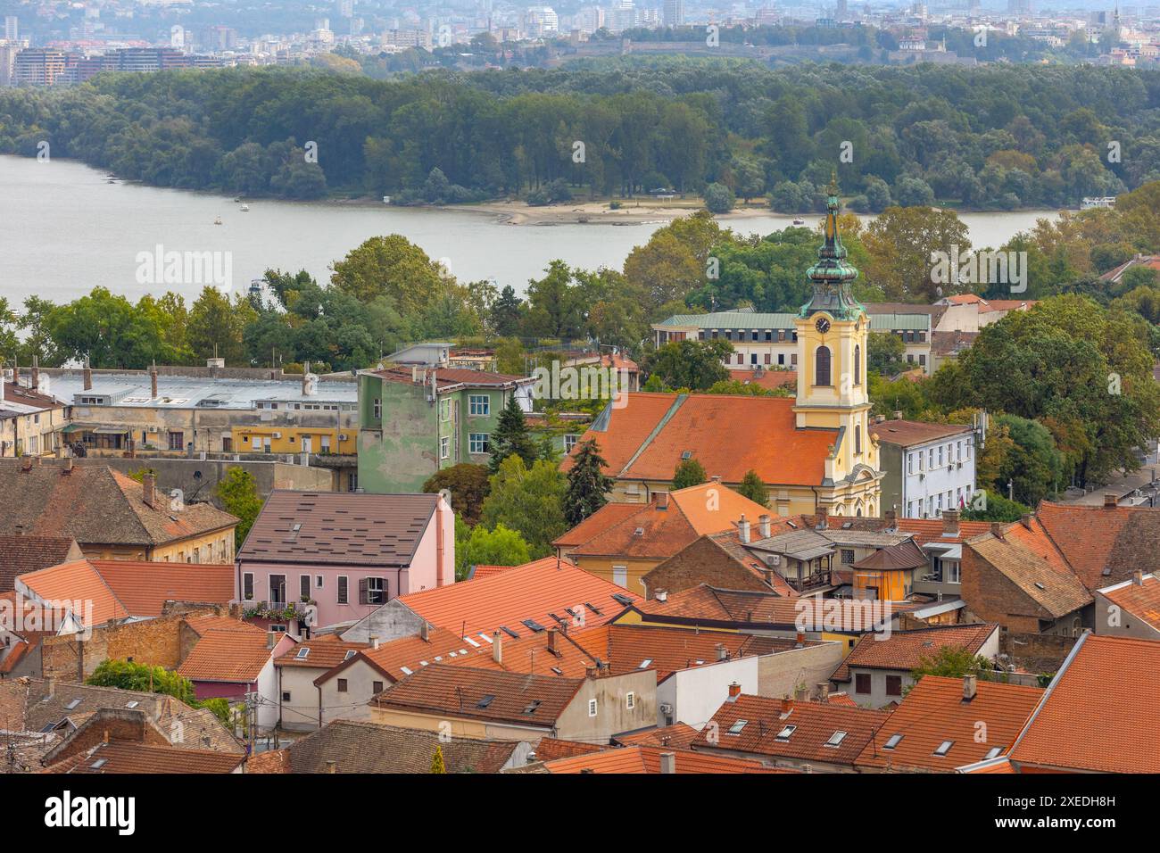 Belgrade, Serbia panoramic view with church, Zemun Stock Photo