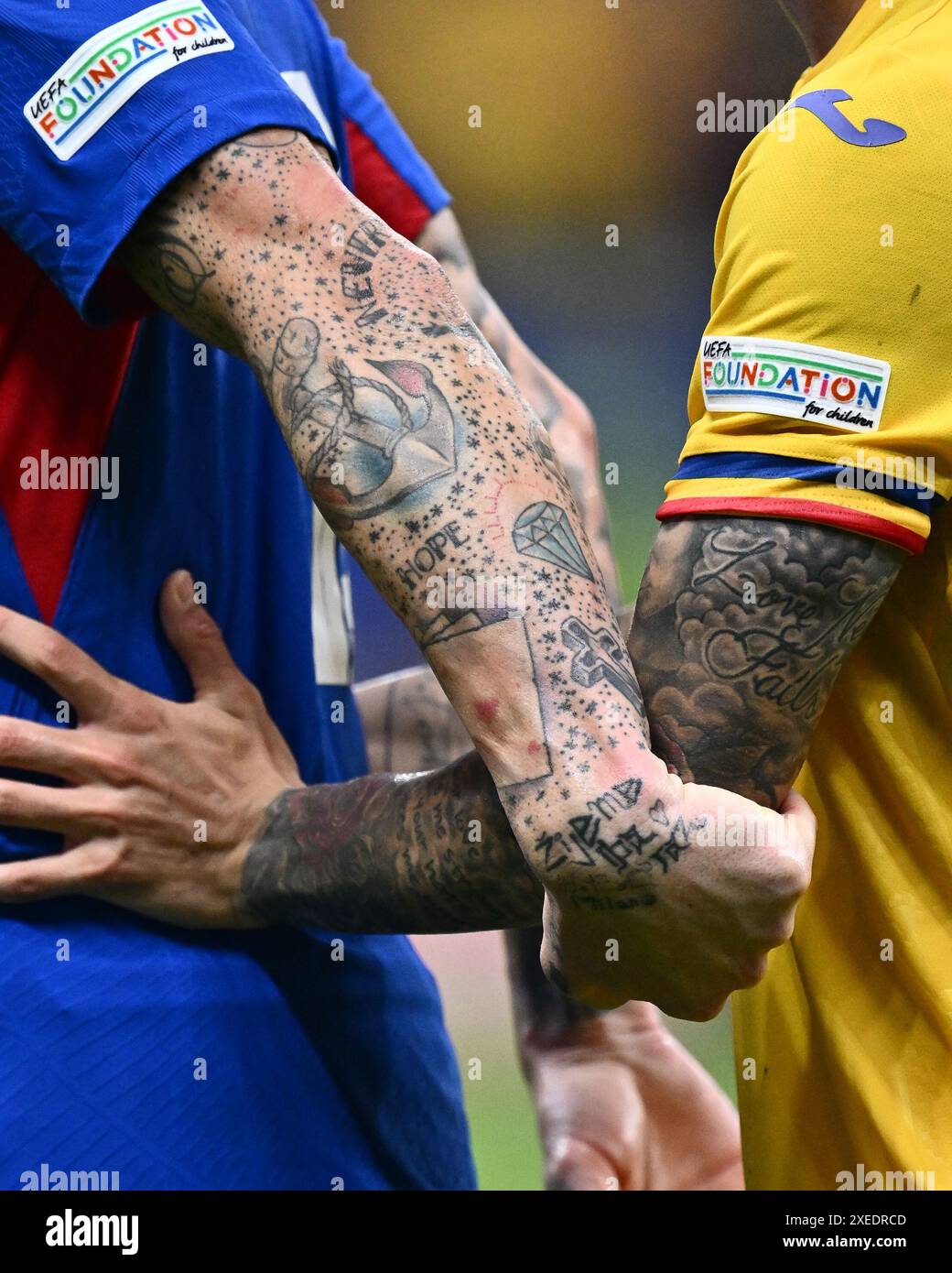 FRANKFURT AM MAIN GERMANY JUNE 26 Tattoos During The UEFA EURO 2024 FRANKFURT AM MAIN GERMANY JUNE 26 Tattoos During The UEFA EURO 2024