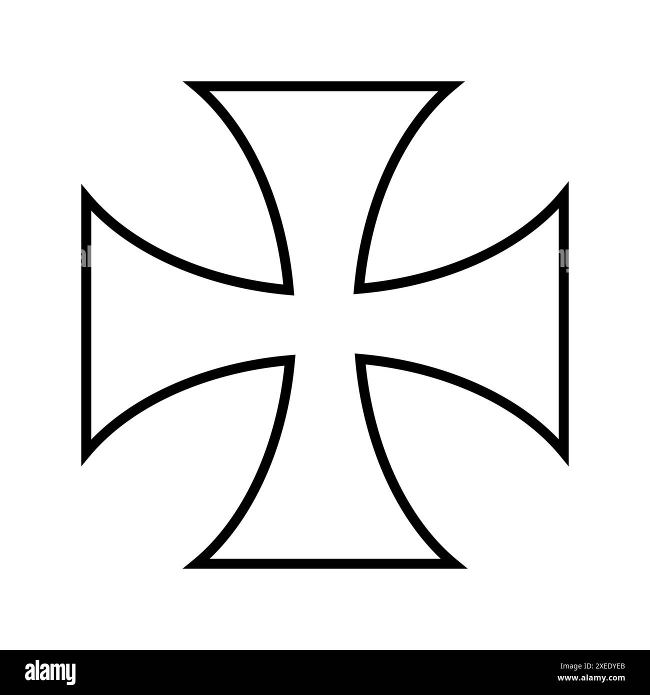 Maltese cross icon, Christian cross symbol, outline shape Stock Vector