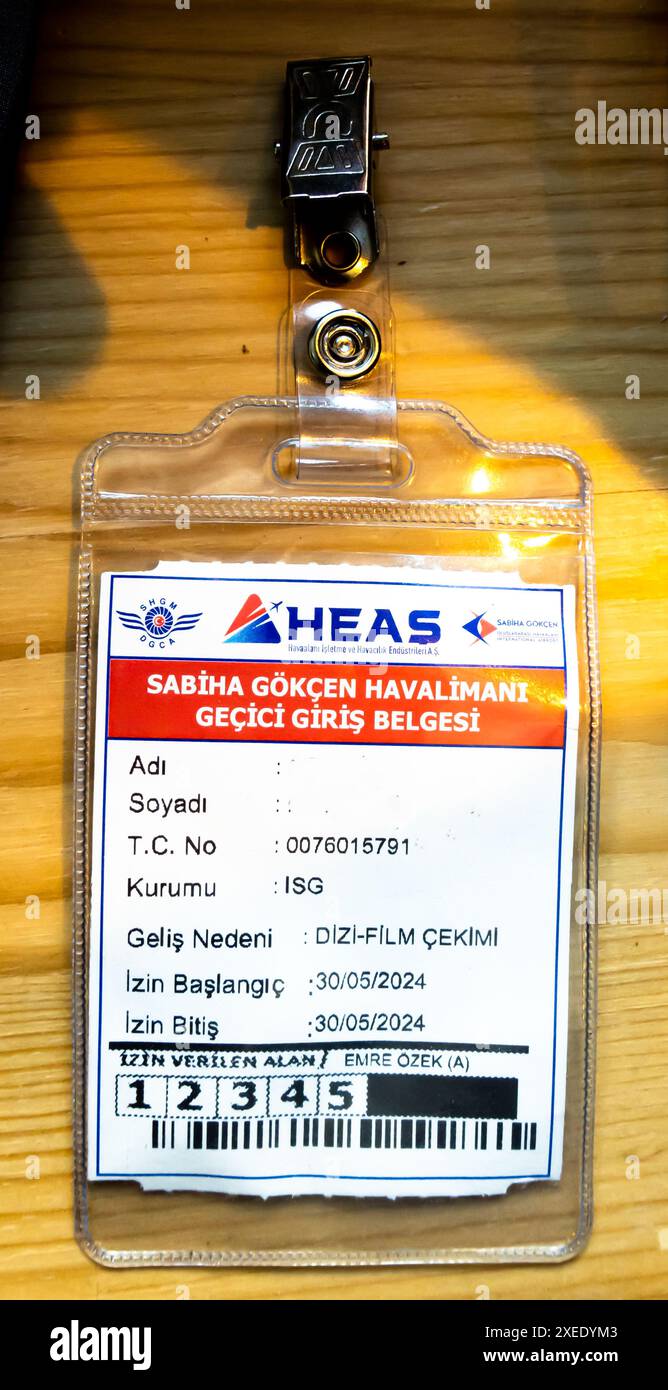 Sabiha gokcen Istanbul Airport security clearance badge Stock Photo