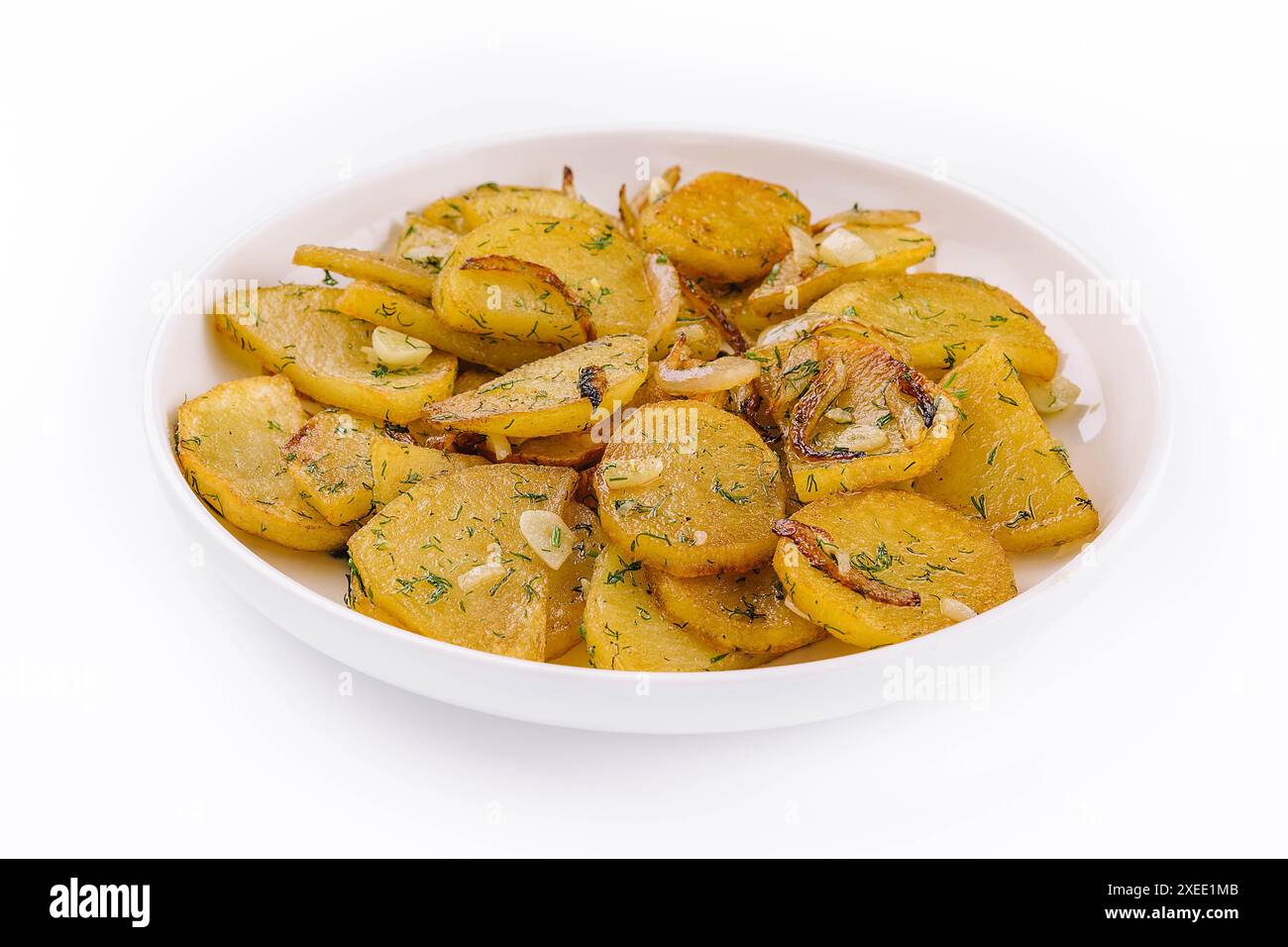 Fried potatoes with onions and garlic Stock Photo - Alamy