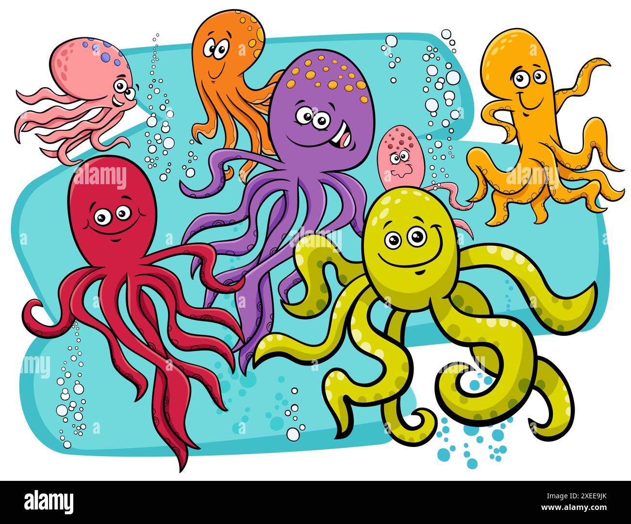 Octopus animal characters cartoon illustration stock photo alamy
