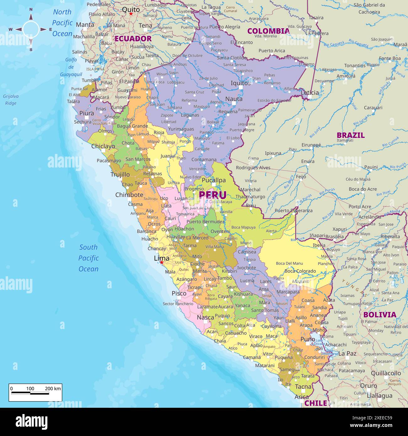 Political Map Of Peru Stock Vector Image Art Alamy Political Map Of Peru 2XEEC59 