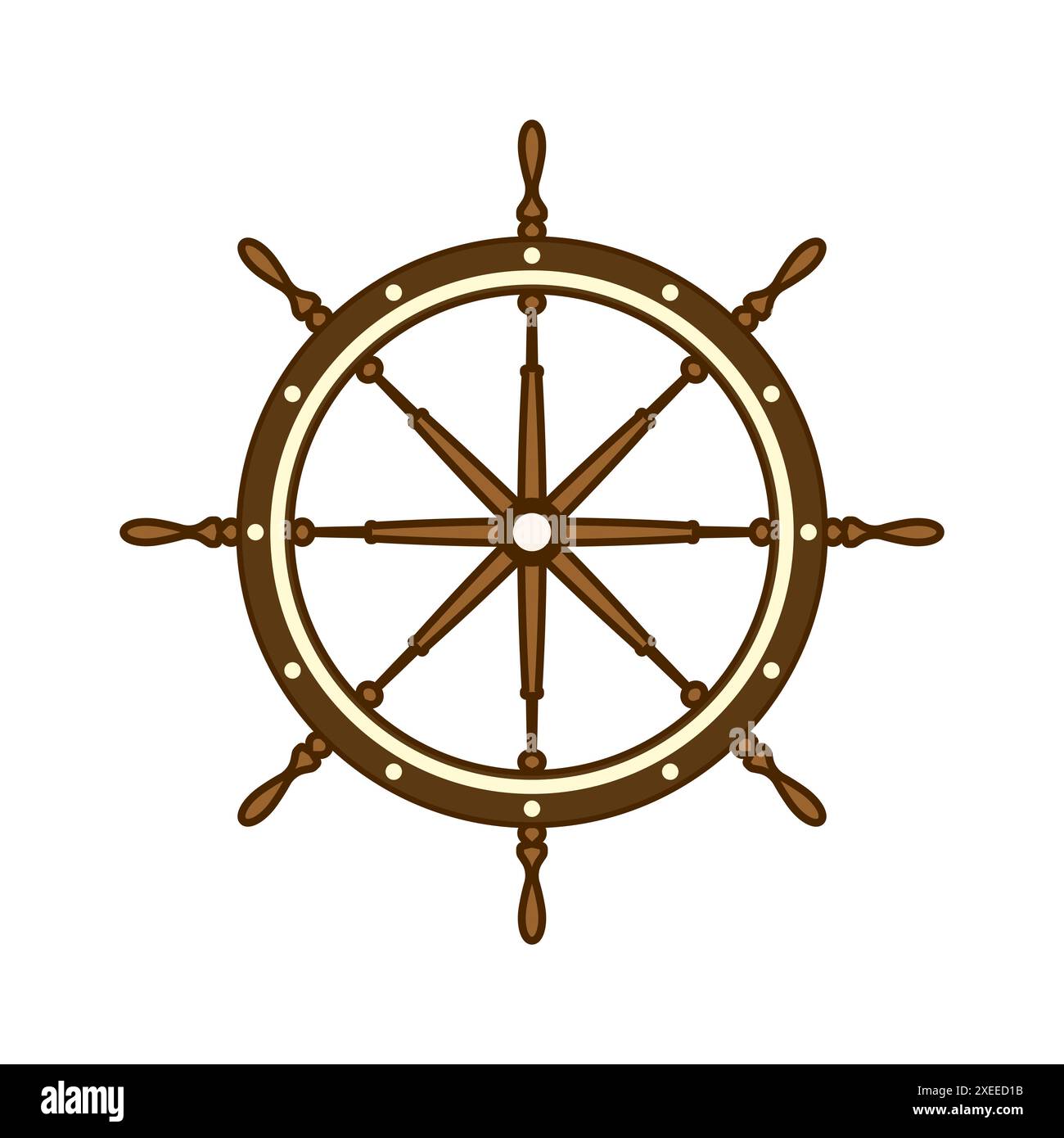 Wooden vintage steering wheels. Ship, sailboat or yacht retro wheel ...