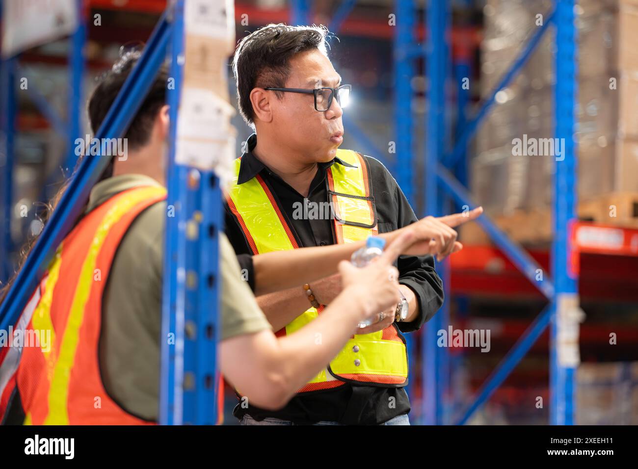 Group of warehouse employee rest comfortably during work Stock Photo ...