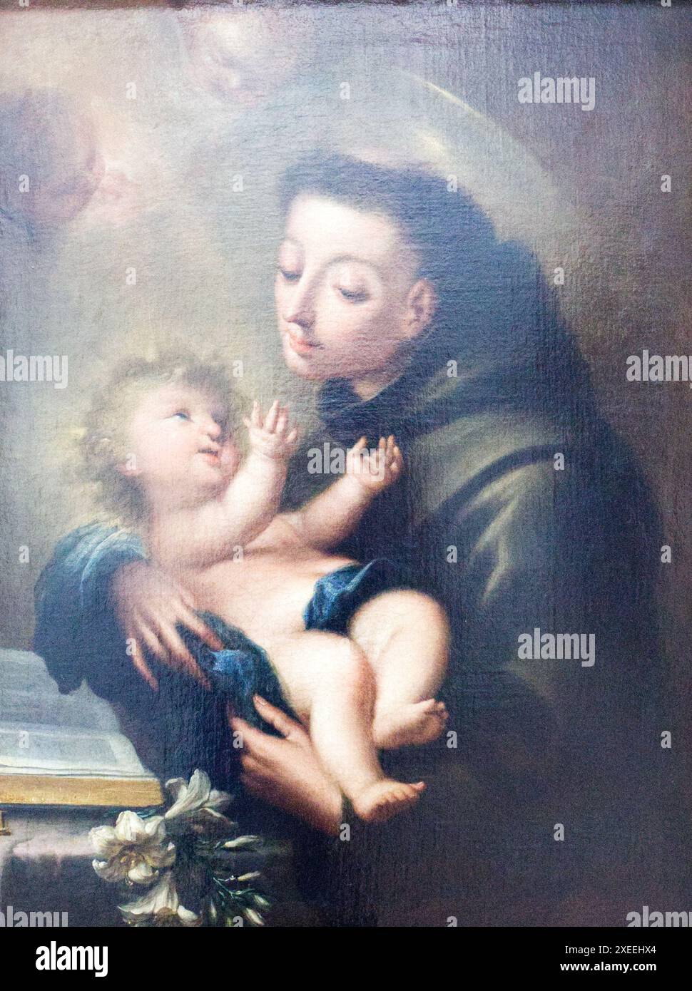 Miguel Jacinto Meléndez 1679-1734. Oil, Saint Anthony of Padua with the Child Jesus 1732. Museum of Fine Arts of Asturias. Oviedo, Spain Stock Photo