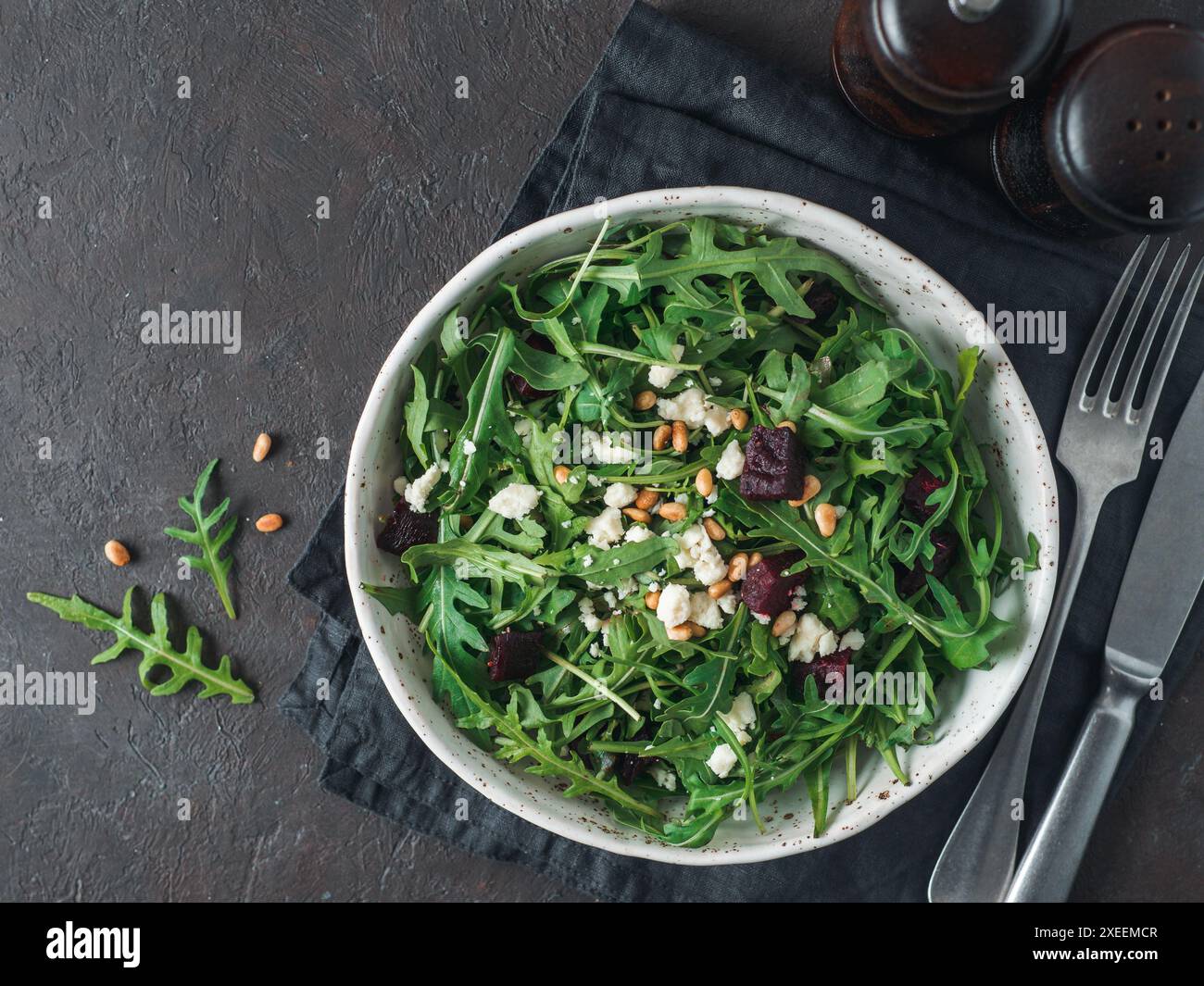 Aragula, beet and cheese salad Stock Photo