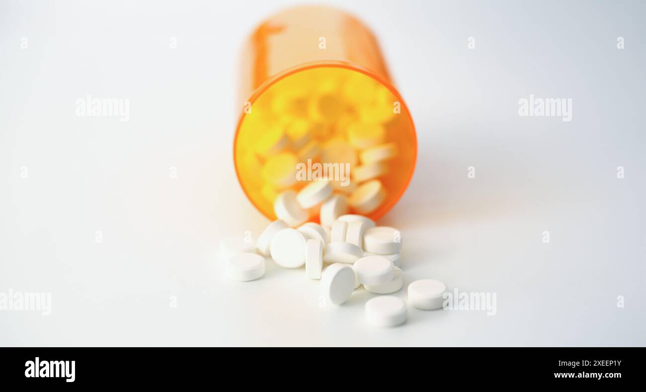 Tablets scattered on the table of the Stock Photo