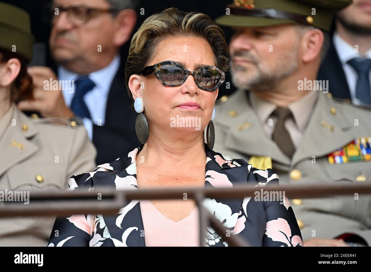 27.06.2024, xjrdrx, Olympia Olympischer Fackellauf, im Ländereck - Frankreich, Deutschland, Luxemburg emspor, v.l. Maria Teresa Mestre Batista Ehefrau von Großherzog Henri von Luxemburg DFL/DFB REGULATIONS PROHIBIT ANY USE OF PHOTOGRAPHS as IMAGE SEQUENCES and/or QUASI-VIDEO Luxemburg *** 27 06 2024, xjrdrx, Olympia Olympic torch relay, in the country corner France, Germany, Luxembourg emspor, v l Maria Teresa Mestre Batista wife of Grand Duke Henri of Luxembourg DFL DFB REGULATIONS PROHIBIT ANY USE OF PHOTOGRAPHS as IMAGE SEQUENCES and or QUASI VIDEO Luxembourg Stock Photo