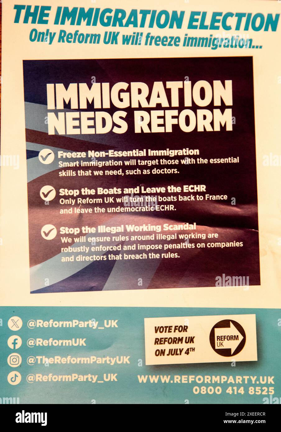 Reform Party posters the 2025 general election looking to win their