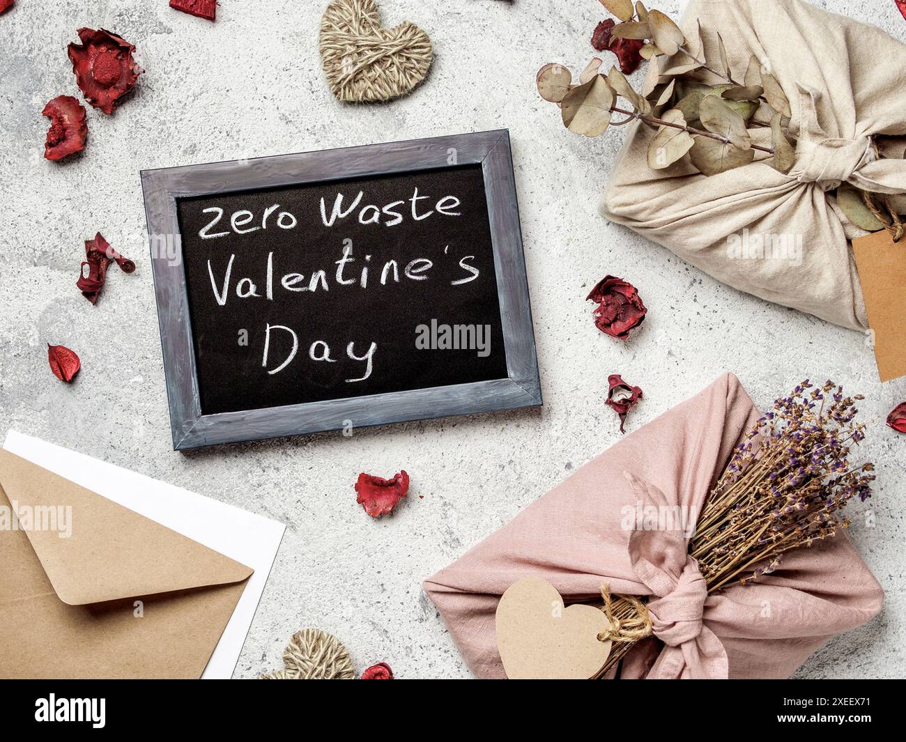 Zero waste Valentine's Day concept, copy space Stock Photo