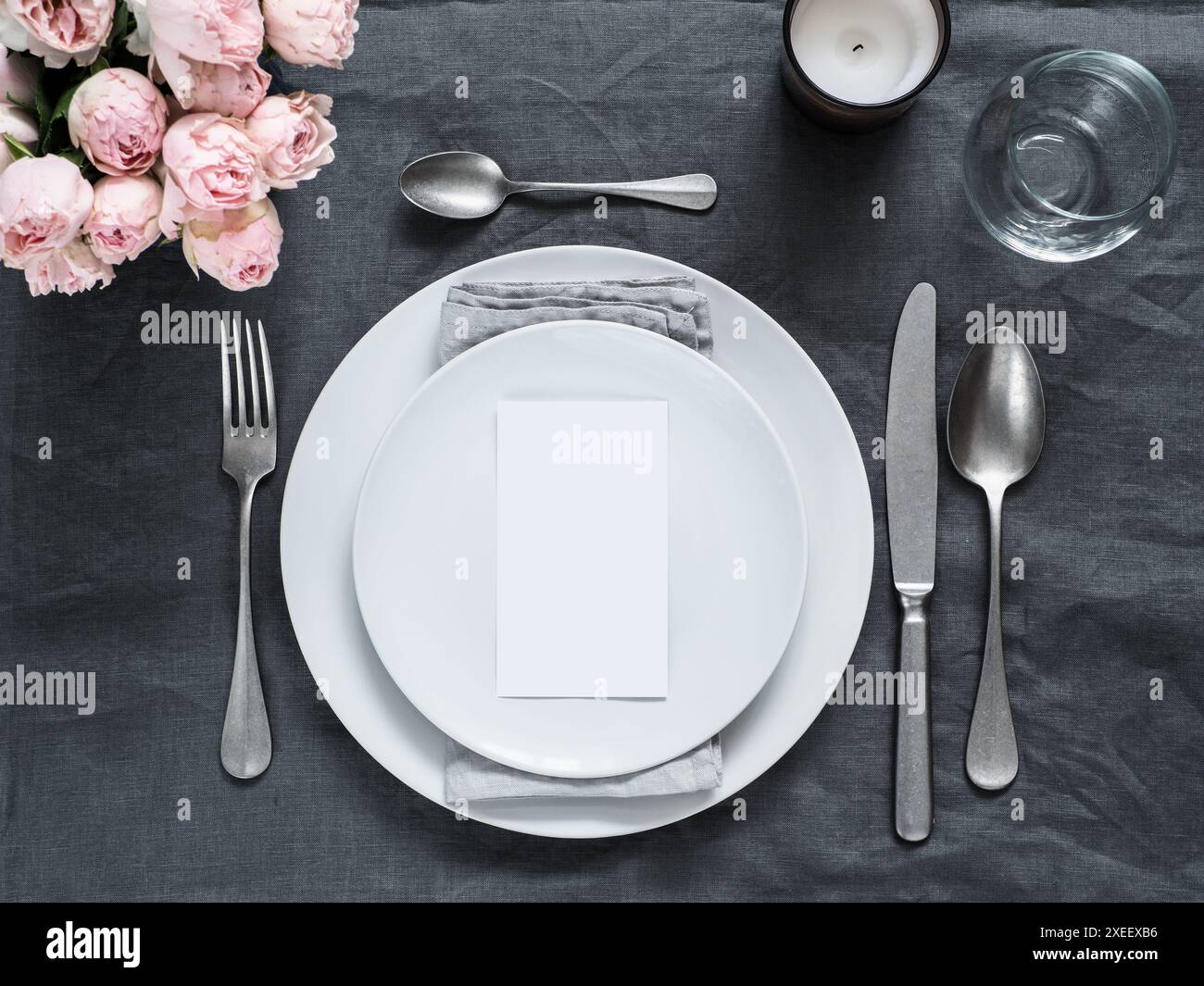 Beautiful wedding table setting mock up Stock Photo