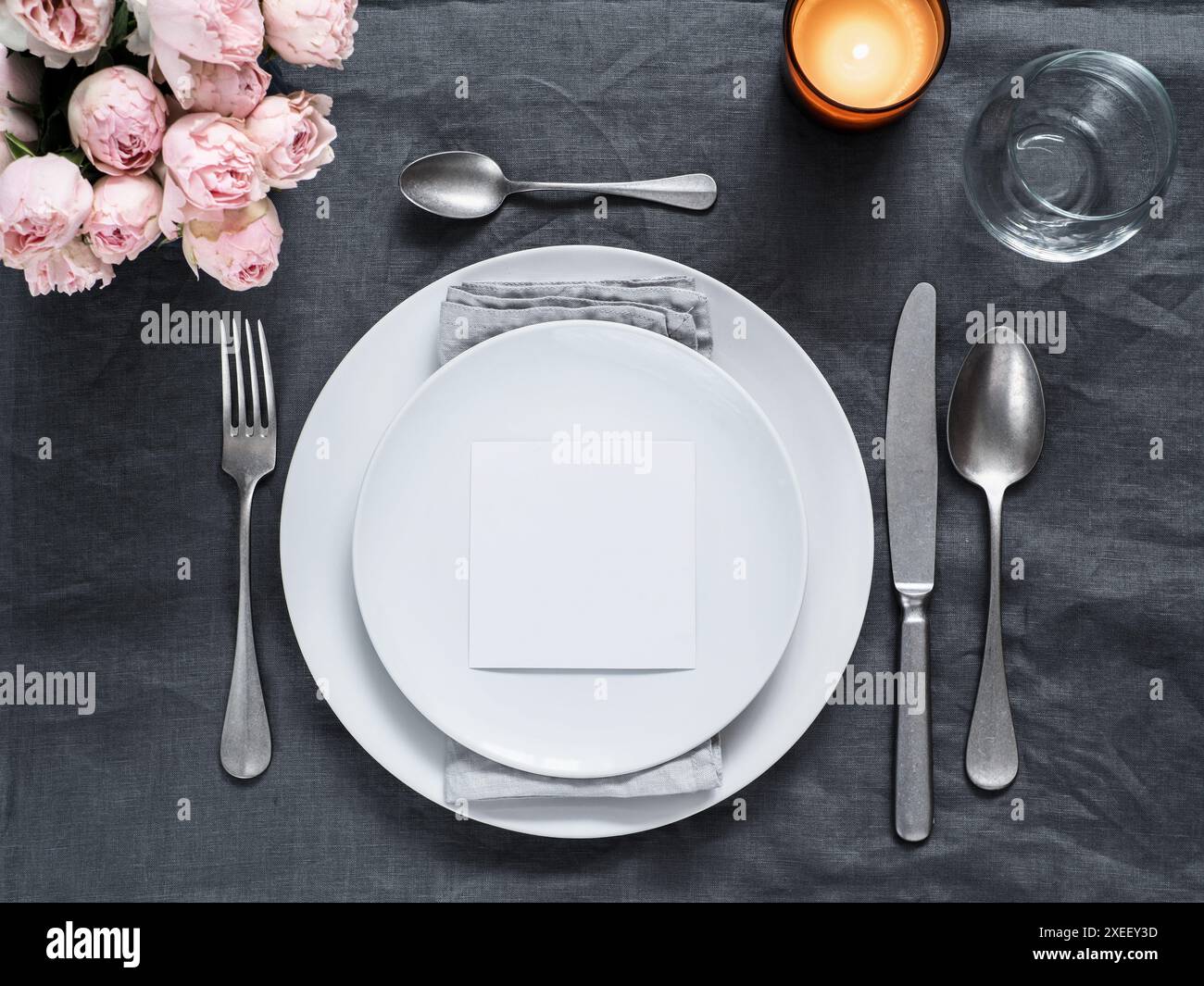 Beautiful wedding table setting mock up Stock Photo