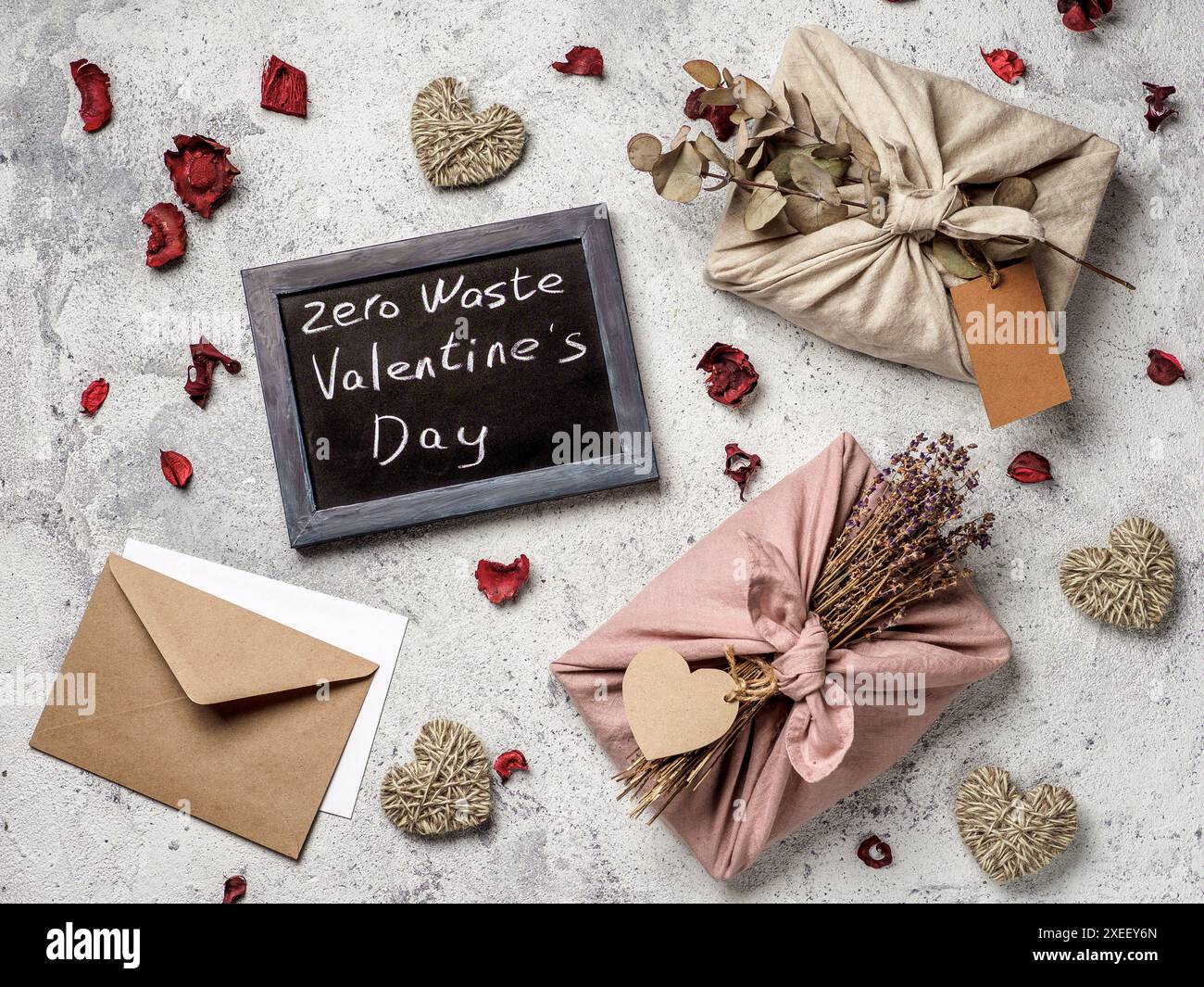 Zero waste Valentine's Day concept, copy space Stock Photo