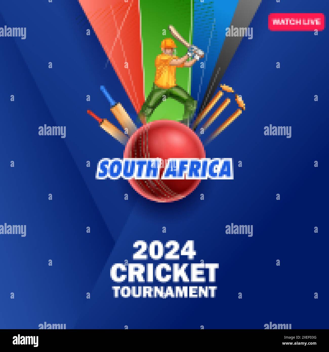 illustration of batsman playing cricket championship sports 2024 Stock