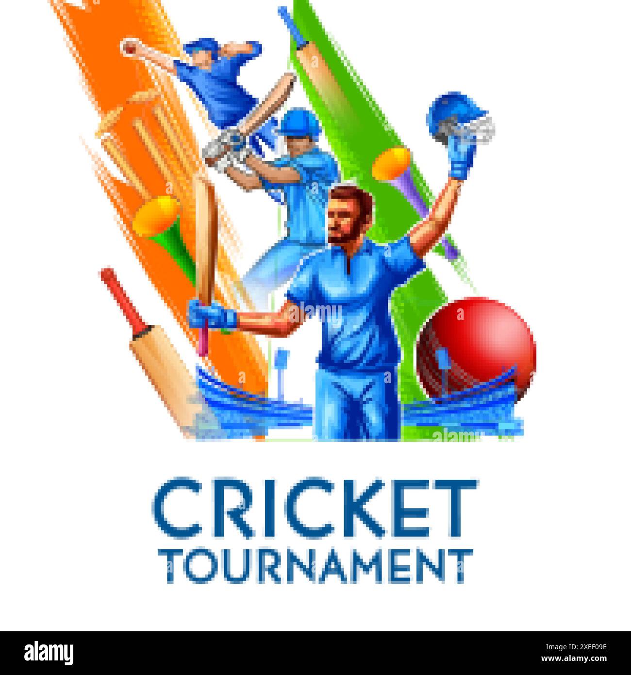 illustration of batsman playing cricket championship sports 2024 Stock