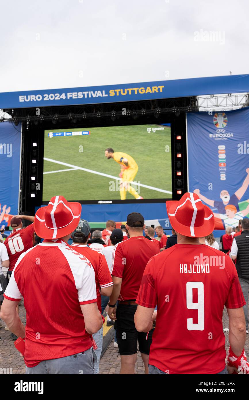 Fan zone in Stuttgart, Germany during UEFA Euro 2024. Football fans