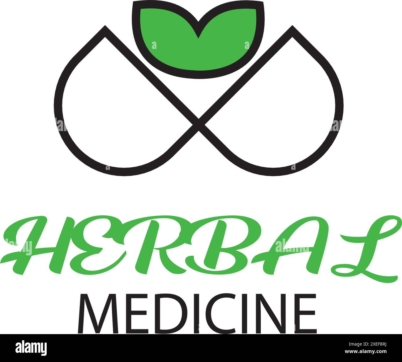 herbal capsule pill leaf medicine drug supplements logo Stock Vector
