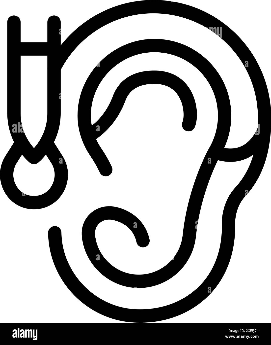 Line icon of an ear and a medical otoscope, the tool used by doctors to ...