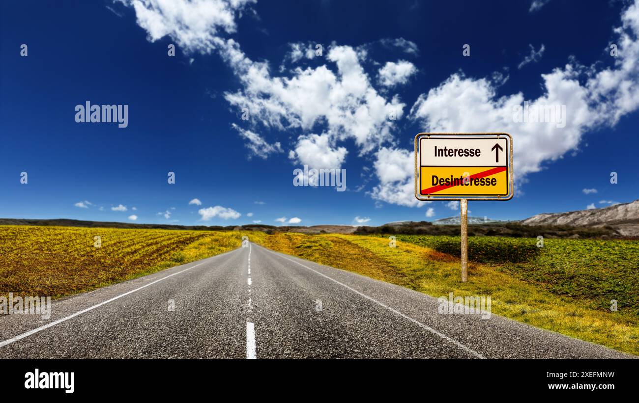 Signposts the direct way to interest versus disinterest Stock Photo