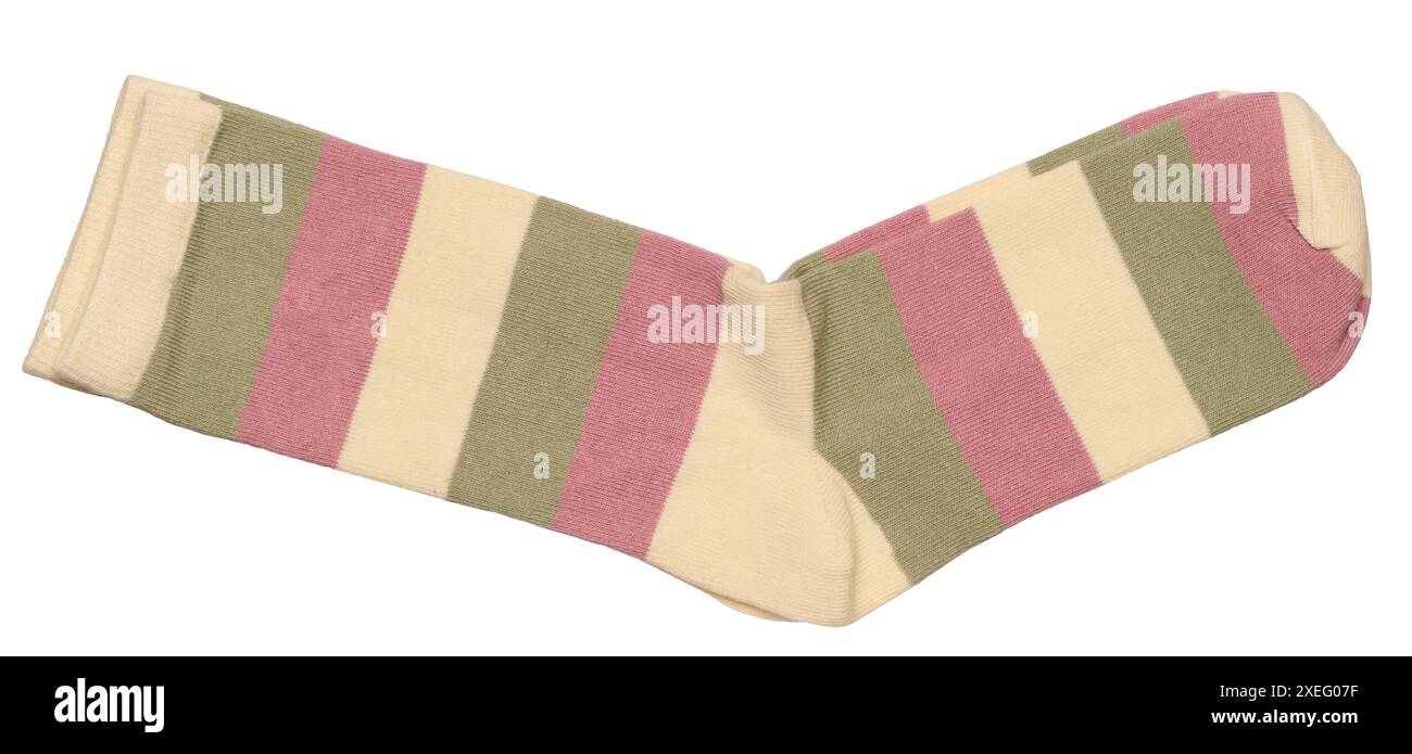 Striped cotton socks on isolated background Stock Photo