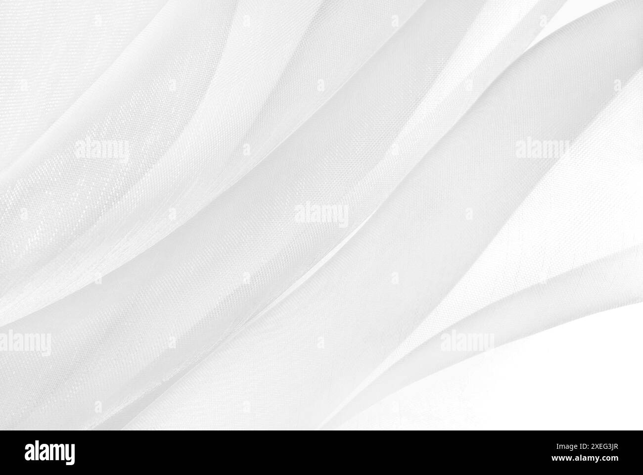 close up of the white organza fabric texture background Stock Photo