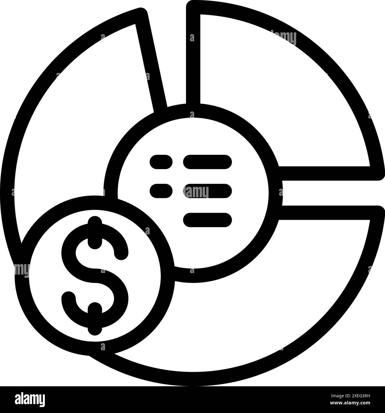 Simple icon of a pie chart with a dollar sign representing financial ...