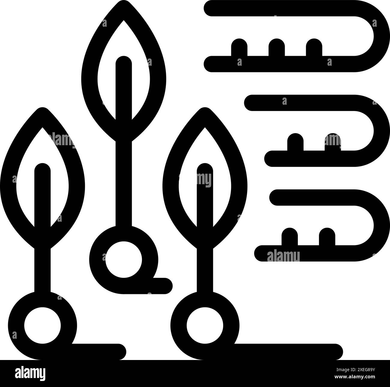 Black line icon of plants growing in laboratory under special lamps ...