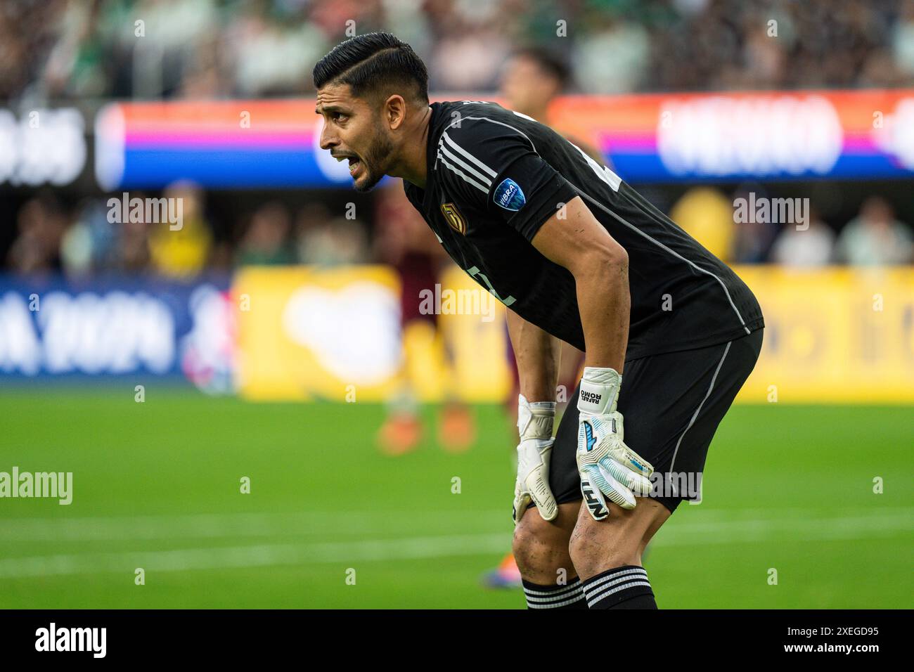 Venezuela goalkeeper Rafael Romo (22) during the Copa América group stage against Mexico, Wednesday, June 26, 2024, at SoFi Stadium, in Inglewood, CA. Stock Photo